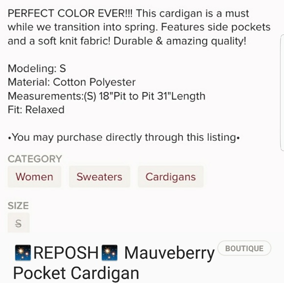 Mauveberry Pocket Cardigan - Picture 6 of 6